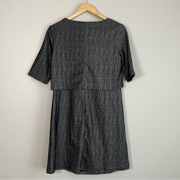 Mango Black Sparkle Thread Short Sleeve Tiered Mini Dress Size XS - Picture 8 of 9